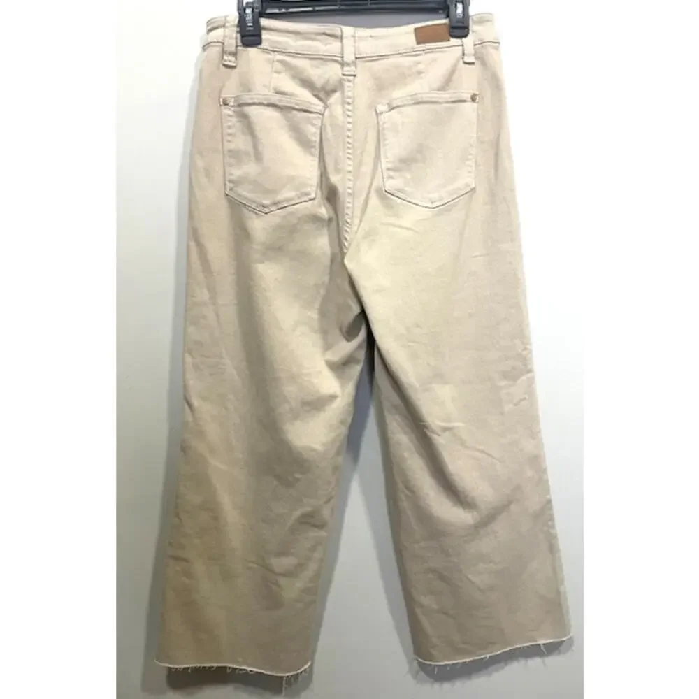 JUDY BLUE Jeans Women's 9/29 Ankle High Waist Raw Hem Khaki Stretchy